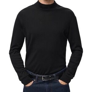 MNG‎ MAN Black Perkins Mock Neck Long Sleeve Regular Fit Cotton T Shirt Men's M
